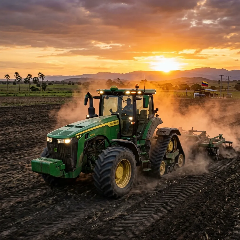Tractor John Deere de alta potencia en campo agrícola